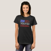 American Flag Squash Play Serve Racket Player T-Shirt (Vorne ganz)