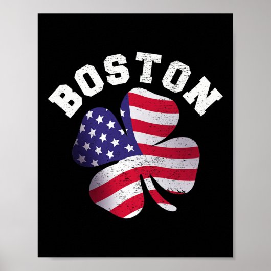 American Flag St. Patricks Day Clic Boston Name St Poster (Vorne)
