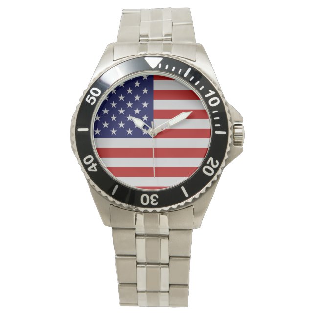 American Flag Stainless Steel Bracelet Watch Armbanduhr (Vorderseite)