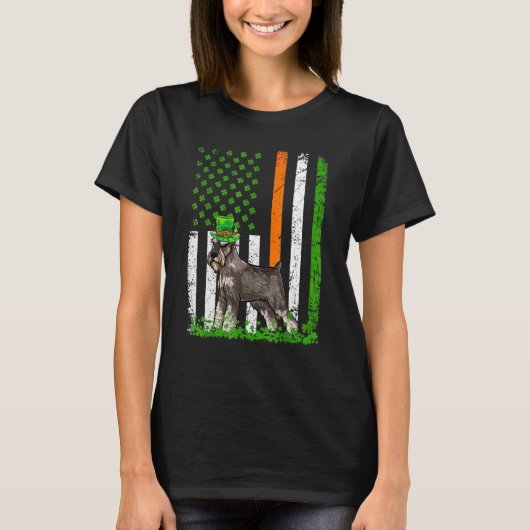 American Flag Standard Schnauzer Dog St Patricks T-Shirt (Vorderseite)