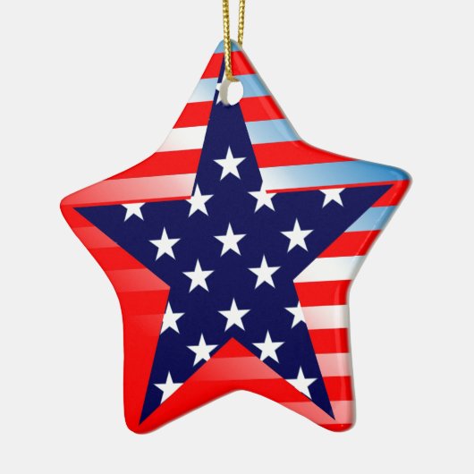 American Flag Star Keramik Ornament (Links)