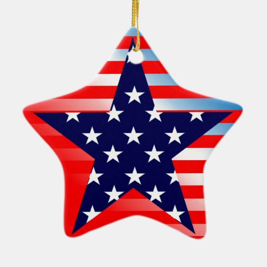 American Flag Star Keramik Ornament (Hinten)