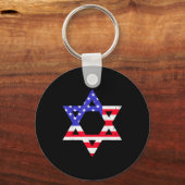 American Flag Star Of David Jewish Hanukkah T Shir Schlüsselanhänger (Vorderseite)