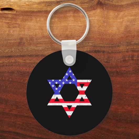 American Flag Star Of David Jewish Hanukkah T Shir Schlüsselanhänger (Vorderseite)