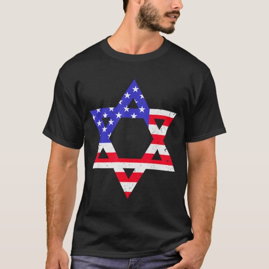 American Flag Star Of David Jewish Hanukkah T Shir T-Shirt (Vorderseite)
