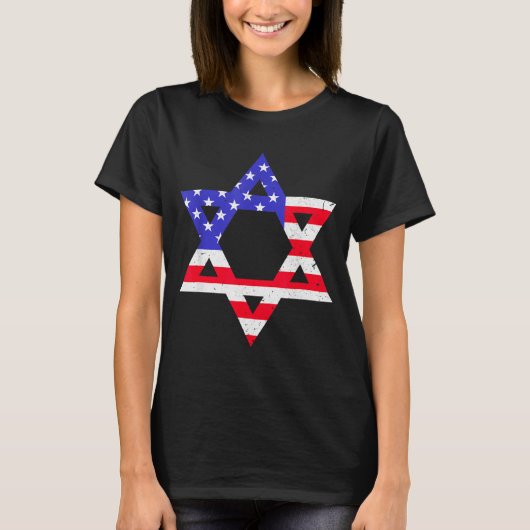 American Flag Star Of David Jewish Hanukkah T Shir T-Shirt (Vorderseite)