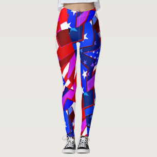 American Flag Stars Miami Abstrakt Art Leggings