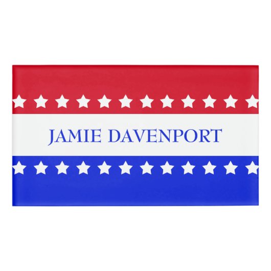 American Flag Stars Red White Blue Namenschild (Vorderseite)