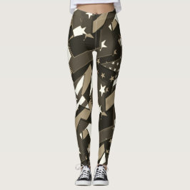 American Flag Stars Sepia Abstrakt Art Leggings