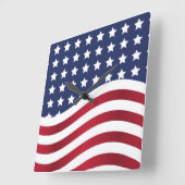 American Flag Stars & Stripes Square Wall Clock Quadratische Wanduhr (Winkel)