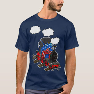 American Flag Steam Train 4. Juli USA Bahn T-Shirt