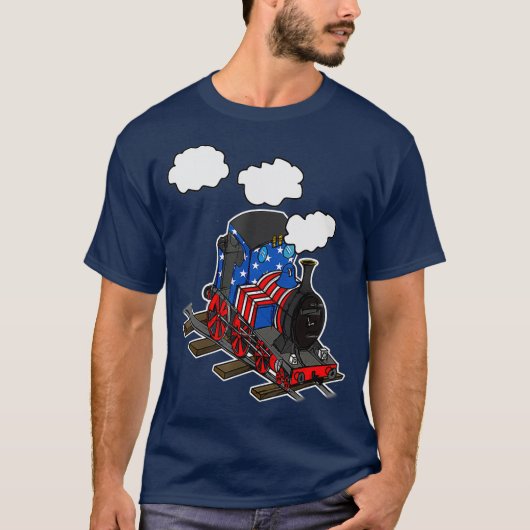 American Flag Steam Train 4. Juli USA Bahn T-Shirt (Vorderseite)