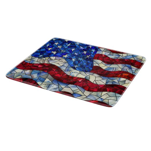 American Flag Stected Glass Cutting Board Schneidebrett (Ecke)