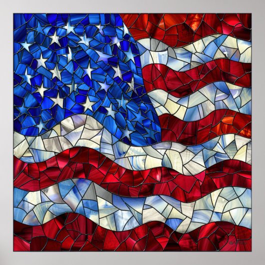 American Flag Stected Glass Poster (Vorne)