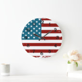 American Flag Sterne Streifen rot-blau Große Wanduhr (Zuhause)