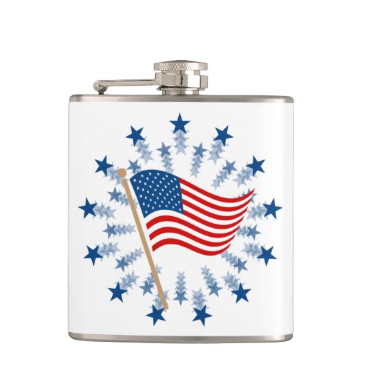 American Flag Sternexplosion Fireworks 4. Juli Flachmann (Vorderseite)