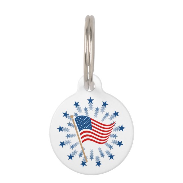 American Flag Sternexplosion Fireworks 4. Juli Haustiermarke (Vorderseite)