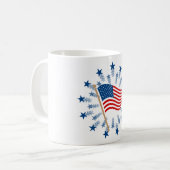 American Flag Sternexplosion Fireworks 4. Juli Kaffeetasse (Vorderseite Links)