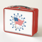 American Flag Sternexplosion Fireworks 4. Juli Metall Brotdose (Vorderseite)