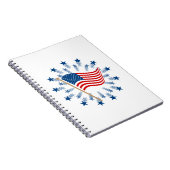 American Flag Sternexplosion Fireworks 4. Juli Notizblock (Rechte Seite)