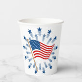 American Flag Sternexplosion Fireworks 4. Juli Pappbecher (Vorderseite)