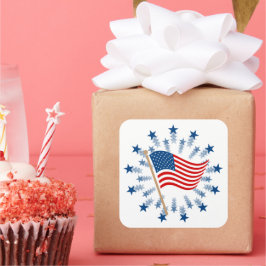American Flag Sternexplosion Fireworks 4. Juli Quadratischer Aufkleber