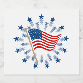 American Flag Sternexplosion Fireworks 4. Juli Schaumweinetikett