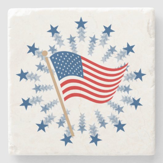 American Flag Sternexplosion Fireworks 4. Juli Steinuntersetzer (Vorderseite)