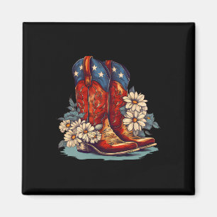 American Flag Stiefel and Bows 4. Juli Cowgirl W Magnet