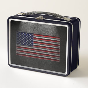 American Flag Stone Textur Metall Lunch Box