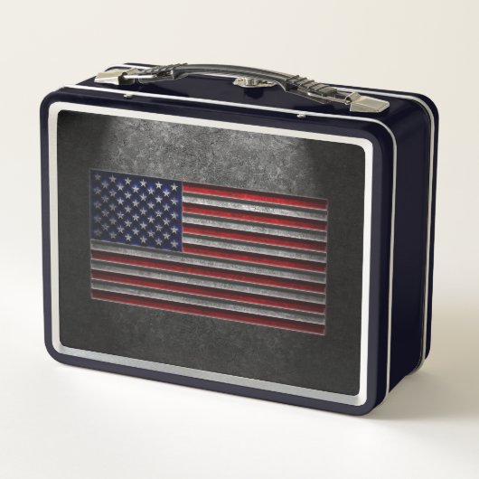 American Flag Stone Texture Metall Lunch Box (Rückseite)