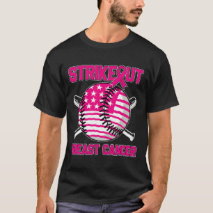 American Flag Strikeout Brustkrebs Baseball T-S T-Shirt
