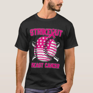 American Flag Strikeout Brustkrebs Baseball T-S T-Shirt