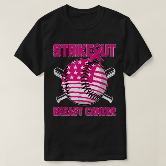 American Flag Strikeout Brustkrebs Baseball T-Shirt (Design vorne)