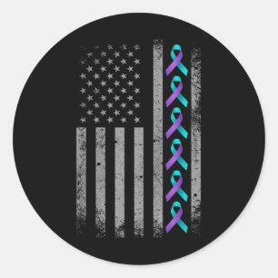 American Flag Suicide Prevention Awareness Ribbon Runder Aufkleber