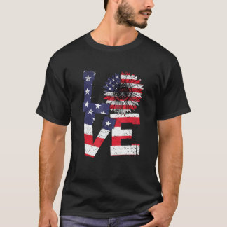 American Flag Sunflower America Patriotic 4. Juli T-Shirt