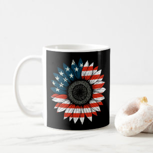 American Flag Sunflower Kaffeetasse