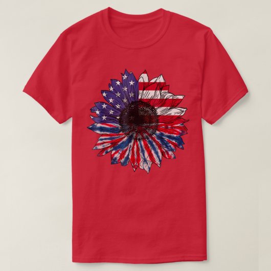 American Flag Sunflower White Blue Gefärbte Krawat T-Shirt (Design vorne)