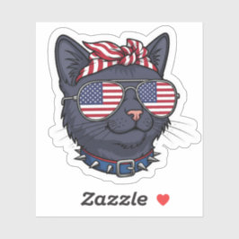 American Flag Sunglasses Cat - Cool Patriotic Aufkleber