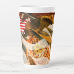 American Flag Sunray Cowboy Hat Lasso Milchtasse