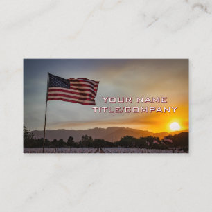 American Flag Sunset Company Name Business Card Visitenkarte