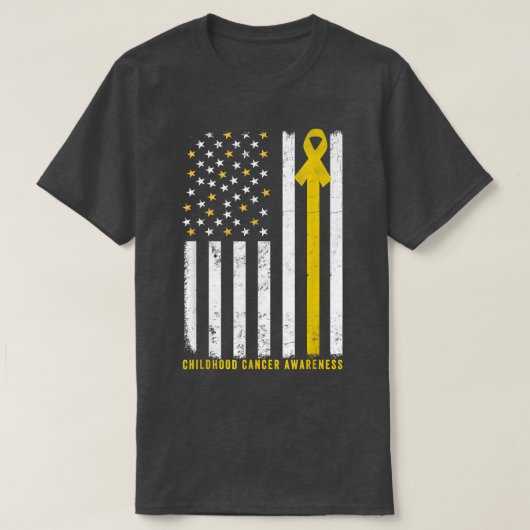 American Flag Support Squad Children Cancer Aware T-Shirt (Design vorne)