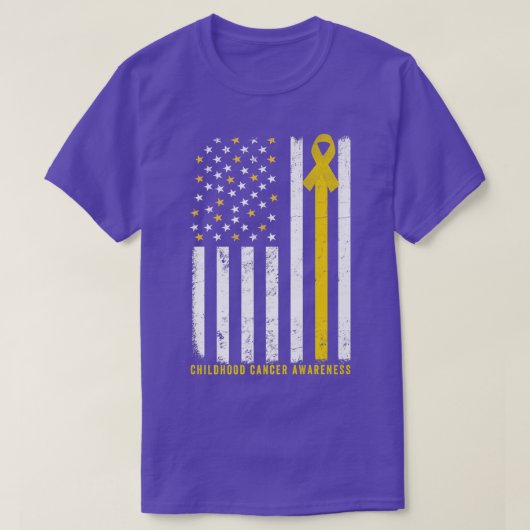 American Flag Support Squad Children Cancer Aware T-Shirt (Design vorne)