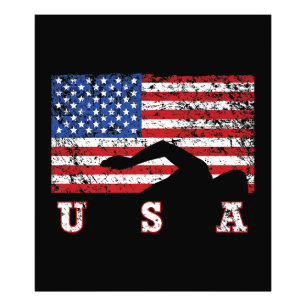 American Flag Swimming USA Gift Swim Team Premium Fotodruck
