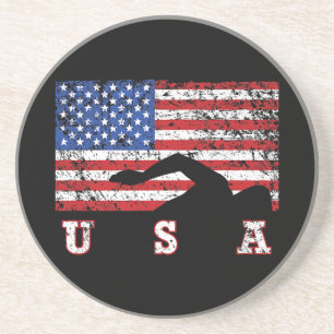 American Flag Swimming USA Gift Swim Team Premium Getränkeuntersetzer