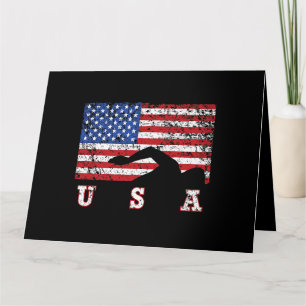 American Flag Swimming USA Gift Swim Team Premium Karte