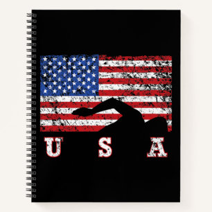 American Flag Swimming USA Gift Swim Team Premium Notizblock