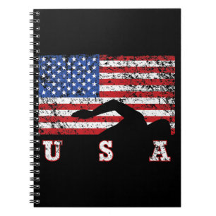 American Flag Swimming USA Gift Swim Team Premium Notizblock