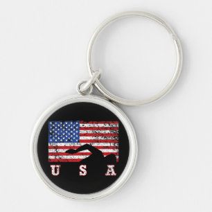 American Flag Swimming USA Gift Swim Team Premium Schlüsselanhänger