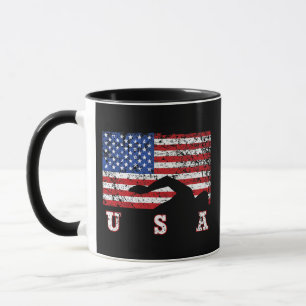 American Flag Swimming USA Gift Swim Team Premium Tasse